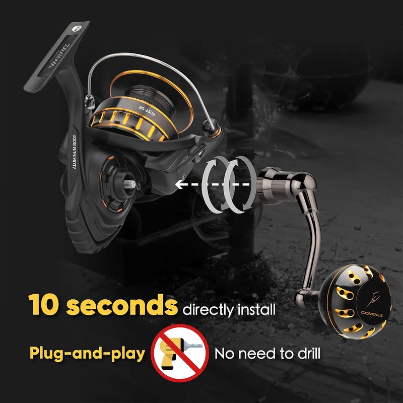 GOMEXUS Power Handle for Daiwa BG 1500-8000(Choose Option for Different Size) 【Notice】 Please do not Adapt to Other reels to Avoid Damage to The Reel, and Pay Attention to The Size of The Handle - Image 3